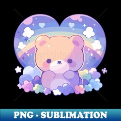 Cute Kawaii Baby Bear Cub With Rainbow Heart - Trendy Sublimation Digital Download - Instantly Transform Your Sublimation Projects