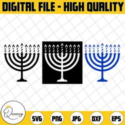menorah candle svg, menorah silhouette svg, menorah cut file, hanukkah svg, digital download, menorah dxf, pdf, png, eps