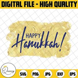 happy hanukkah blue on liquid gold png file  happy hanukkah png/  sublimation design