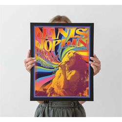 janis joplin music poster, autumn home decor, a4