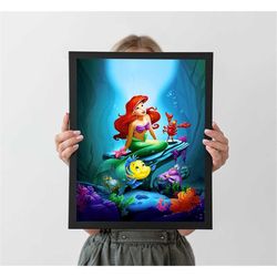 the little mermaid classic movie poster, a4 a3