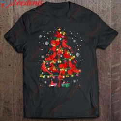 cardinal bird christmas tree funny bird lover x-mas gifts t-shirt, christmas t-shirts ladies plus size  wear love, share