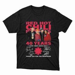 1983 2023 red hot chili peppers 40 years thank you for the memories signatures shirt