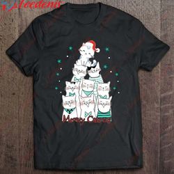 cat lover meowy catmas cat tree funny merry catmas design t-shirt, kids funny christmas shirts family  wear love, share