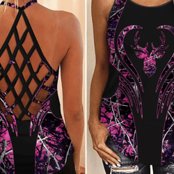 deer hunting camo camisole tank top, deer camo tank top