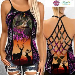 deer hunting camo criss cross tanktop 01