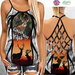 deer hunting camo criss cross tanktop 02