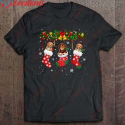cavapoo in christmas socks cute cavapoo lover xmas gifts shirt, plus size ladies christmas tops wear love, share beauty