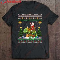 Chameleon Ugly Xmas Gift Santa Riding Chameleon Christmas T-Shirt, Christmas Shirt Ideas  Wear Love, Share Beauty