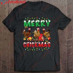 chickadee christmas shirt cute santa bird lover gift shirt, plus size ladies christmas tops wear love, share beauty