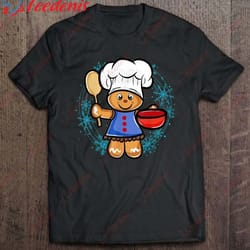christmas baking cute little gingerbread man baker t-shirt, short sleeve womens christmas shirts wear love, share beaut
