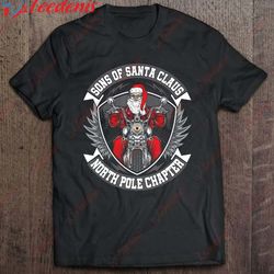 christmas biker shirt sons of santa north pole chapter shirt, kids christmas shirts family cheap wear love, share beaut