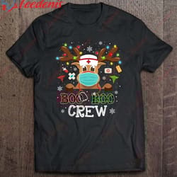 christmas boo boo crew reindeer nurse mask plaid nurse t-shirt, plus size womens christmas clothing wear love, share be