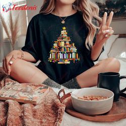 christmas book tree shirt, unique gift for book lovers wear love, share beauty