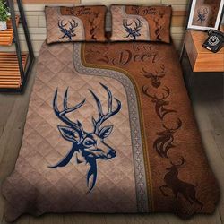 Love Deer Hunting Brown Quilt Bed Set