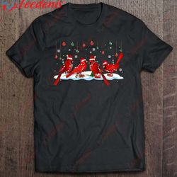 christmas cardinal lover funny santa cardinal x-mas lights shirt, plus size womens xmas tops wear love, share beauty