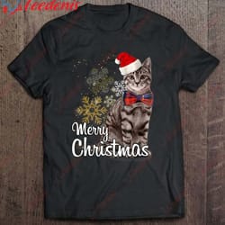 christmas cat 3d funny cat lovers santa hat t-shirt, plus size christmas t shirts ladies wear love, share beauty