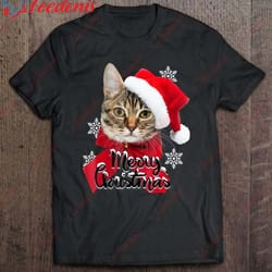 christmas cat funny women santa hat girls 3d gift t-shirt, cotton plus size womens christmas shirts wear love, share be