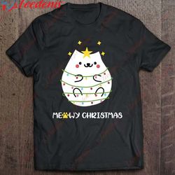christmas cat lovers funny ugly sweater pajama polar express shirt, plus size womens christmas t shirts wear love, shar