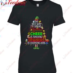 christmas cheer is teaching spanish santa elf teacher group shirt, christmas shirts mens long sleeve wear love, share b