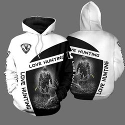love hunting black and white hoodie 3d 2711l