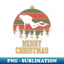 Merry Christmas Scuba Diving Xmas Tree - Retro PNG Sublimation Digital Download - Perfect for Sublimation Mastery
