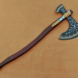 leviathan axe | god of war kratos axe replica | 36" stainless steel viking axe with rosewood handle & leather sheath