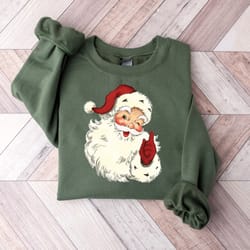 custom christmas santa shirt, retro santa sweatshirt, gift for christmas, christmas shirt for women, xmas gift for women