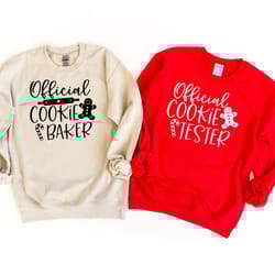 official cookie baker shirt, official cookie tester sweatshirt, christmas matching couple shirt, matching family tshirt,