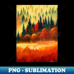 Colorful Autumn Landscape Watercolor 8 - Instant PNG Sublimation Download - Boost Your Success with this Inspirational PNG Download