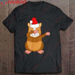 christmas dabbing guinea pig santa hat dance animal lovers t-shirt, mens funny xmas t shirts wear love, share beauty