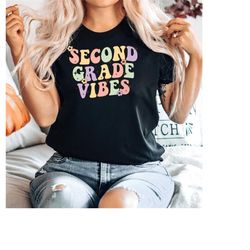 second grade teacher shirts, 2nd grade teacher tee, elementary back to school retro vintage second grader teach gift gra