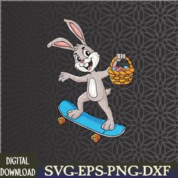 easter day rabbit riding a skateboard boys girls kids skater svg, eps, png, dxf, digital download