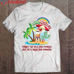 christmas in july pool party summer vacation santa drinking t-shirt, christmas sweaters family