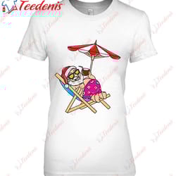 christmas in july santa cocktail vacation summer beach t-shirt, long sleeve womens christmas shirts wear love, share be
