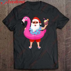 christmas in july santa hawaii sunglasses flamingo gifts tank top shirt, mens funny christmas t-shirts wear love, share