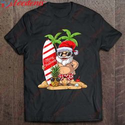 christmas in july santa surf hawaiian men summer surfing shirt, christmas shirts family wear love, share beauty