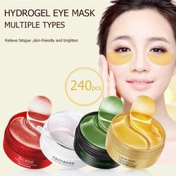 120pairs eye patches hyaluron acid and gold and seaweed and black pearl anti wrinkle dark circles crystal collagen gel