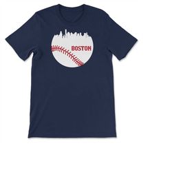 boston massachusetts baseball city skyline & laces baseball fan t-shirt, sweatshirt  hoodie