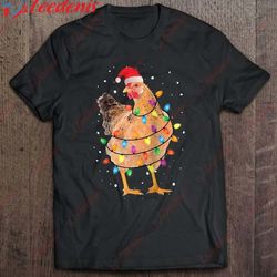 christmas lights chicken shirt santa funny xmas tree chicken raglan baseball t-shirt, christmas family t shirt ideas  we