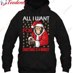 christmas monkey lover xmas funny monkey pajama animals shirt, men family christmas shirts ideas  wear love, share beaut