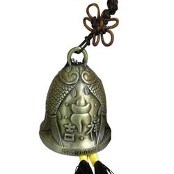 Blessing for Luck Wind Chime Car Decor Crafts, Feng shui Buddhism Copper Bell , Home Hanging Decoration, Copper Bell Rel