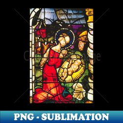 Madonna and Child from a medieval stained glass window - Digital Sublimation Download File - Boost Your Success with this Inspirational PNG Download
