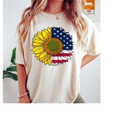 4th of july flag gift, usa flag flower t shirt, gift for american, america sunflower shirt, freedom tshirt, independence