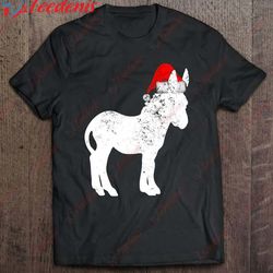 christmas pajama shirt - donkey mule burro santa hat shirt, plus size ladies christmas tops wear love, share beauty