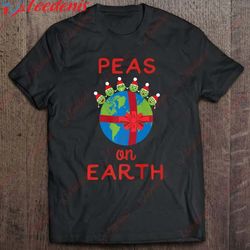 christmas peas on earth world peace pea design shirt, funny christmas outfits for couples  wear love, share beauty