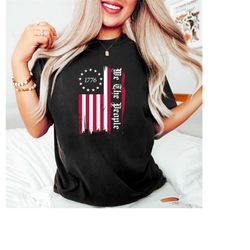 we the people shirt, patriotic shirts for women men, vintage usa flag shirt, 1776 us flag t-shirt