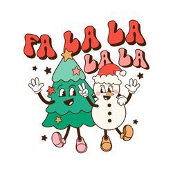 fa la la la christmas tree and snowman svg cricut files