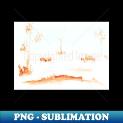 Landscape watercolor background nature trees autumn summer rural landscape tranquility meditation - Sublimation-Ready PNG File - Perfect for Creative Projects