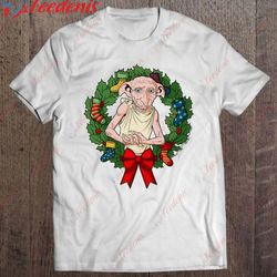 harry potter christmas dobby wreath t-shirt, best cotton christmas shirts mens wear love, share beauty